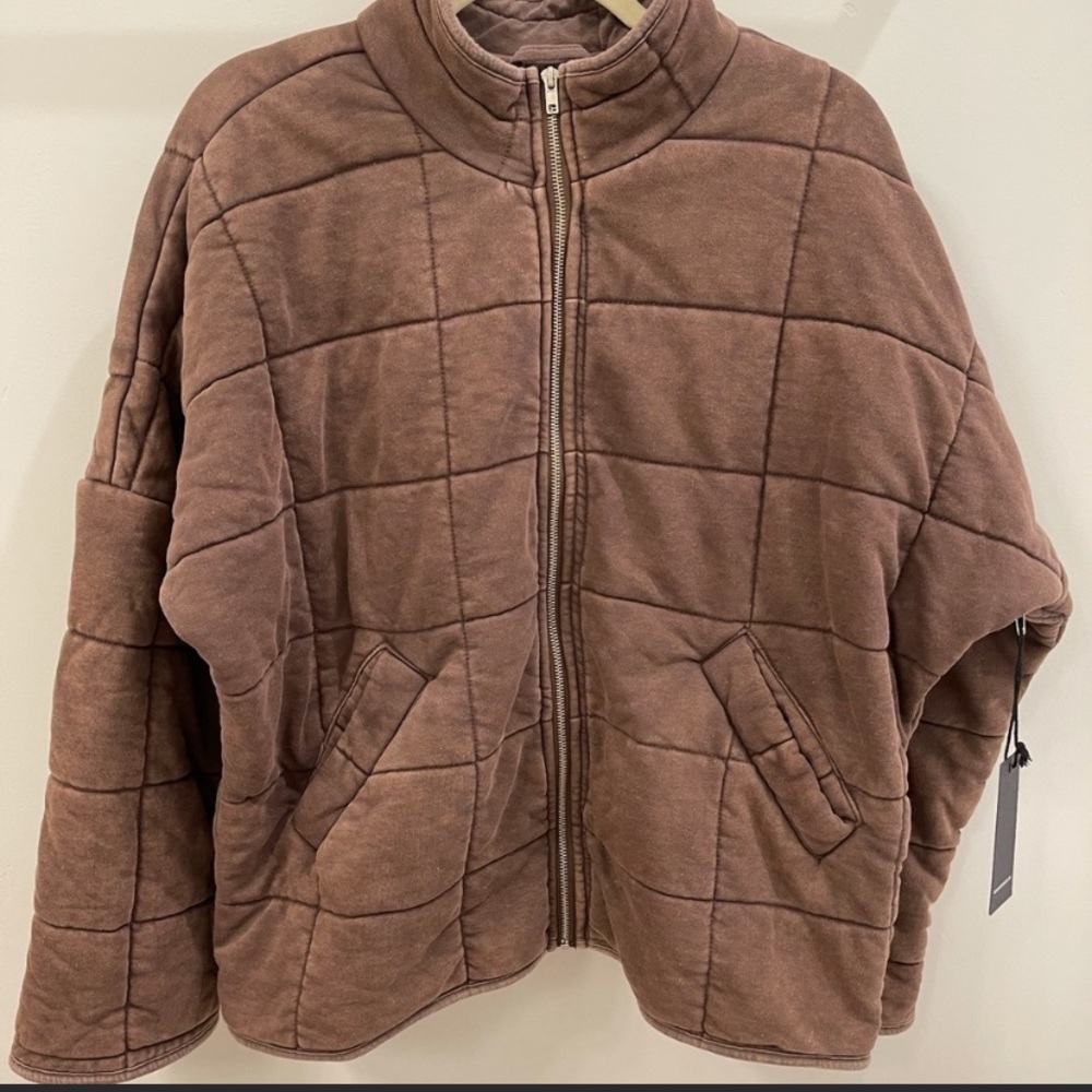 Forever 21 Quilted Jacket - Brown- Small